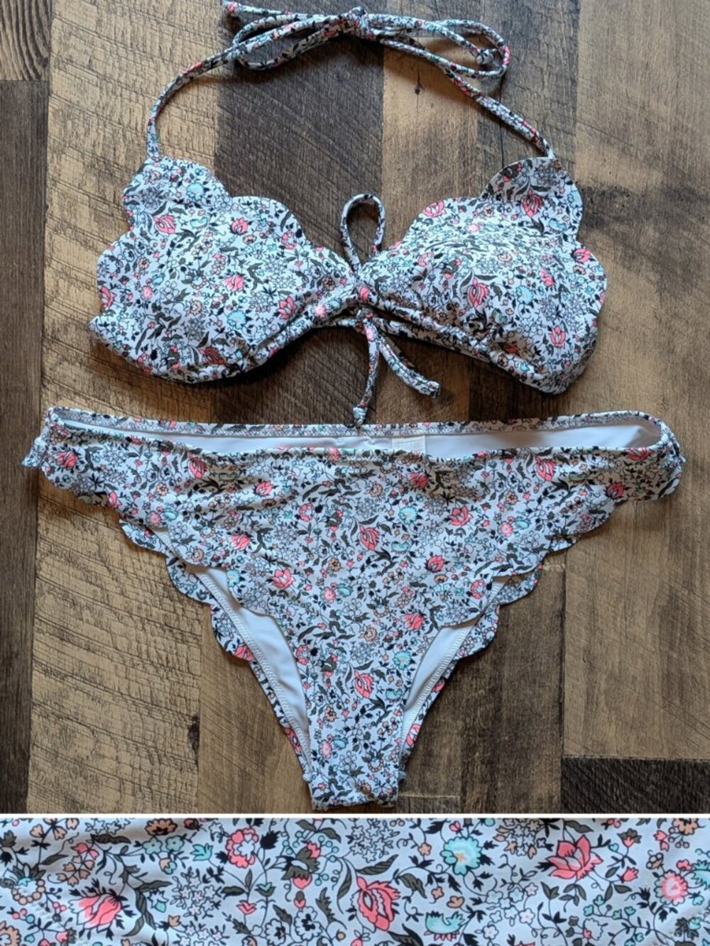 Abercrombie & Fitch Floral Bikini White Large XL